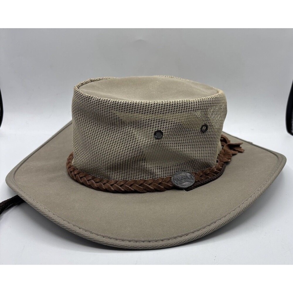 Barmah 1057 Canvas Drover Hat Vented Outback Made in Australia Men M